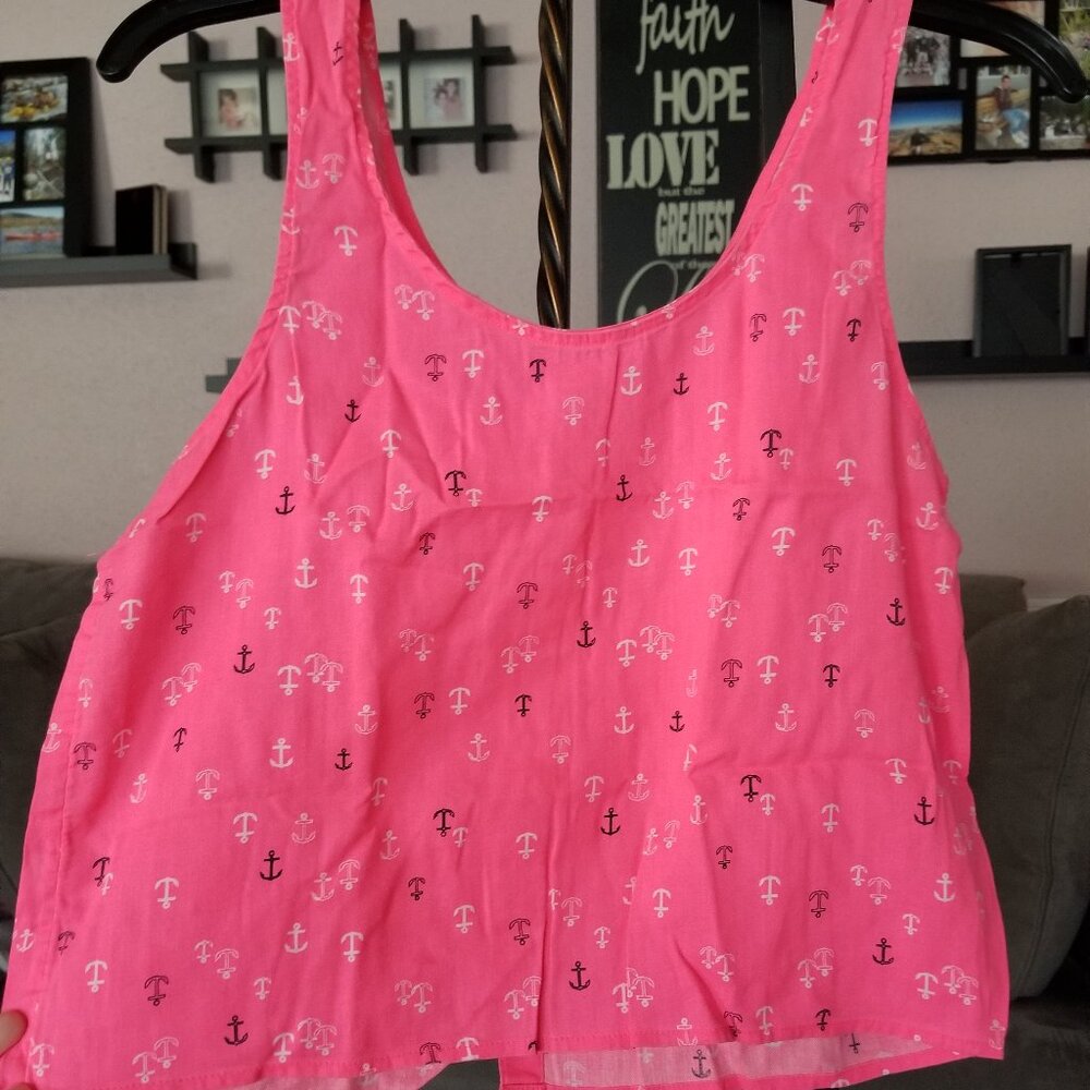 SO Neon Pink Anchor Print Tank